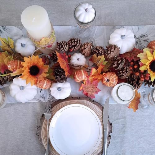 Artificial White Foam Pumpkin Set for Halloween & Fall Decor - 12 Pack