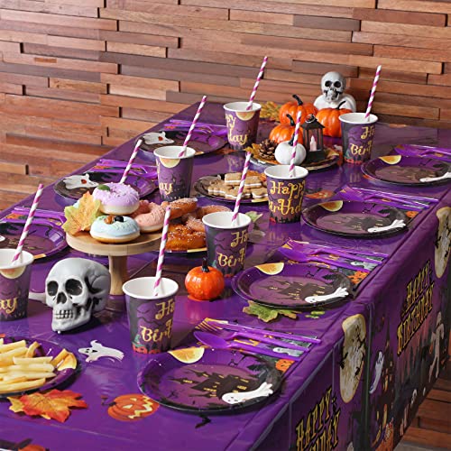 Halloween Party Supplies Set 277 Pieces - Decorations, Balloons, Tableware, Backdrop