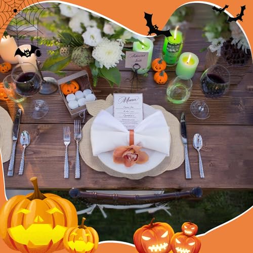Halloween Pumpkin Placemats Set of 6 - Fall Table Decorations for Harvest Party