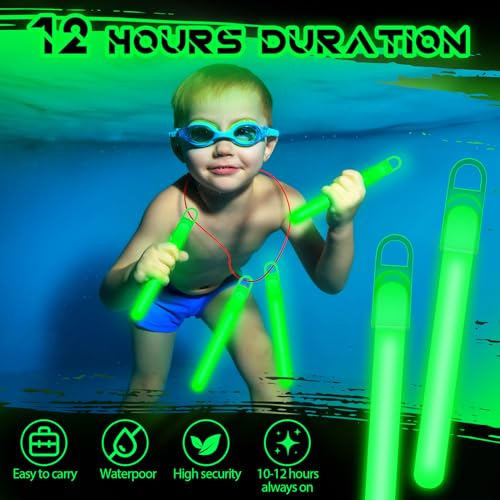 50 Green Glow Sticks Bulk with Lanyards - 4 Inch Light Up Party & Halloween Decor
