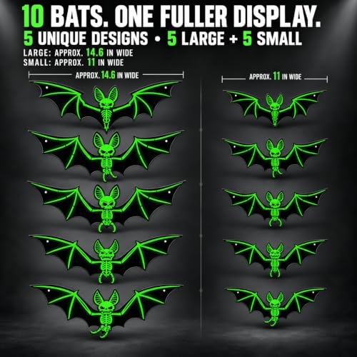 10PCS Glow-in-the-Dark Skeleton Bat Decorations for Halloween - Variation of THIS listing 10