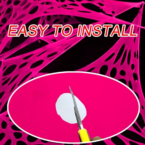 Pink Glow Spider Web Netting - 1400 Sqft Durable Halloween Decoration - Pink / 48ft x 4ft