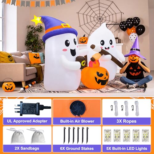 6FT Ghosts Halloween Inflatable Decorations with LED for Outdoor Spooky Decor - Variation of THIS listing