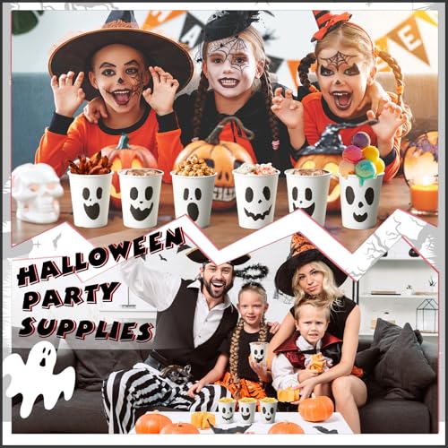 Halloween Ghost Disposable Paper Cups 8oz - 120 Pack, Ghost Pattern