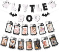 Black Little Boo Halloween Baby Milestone Banner - Glitter Ghost Photo Decoration for 1st Birthday