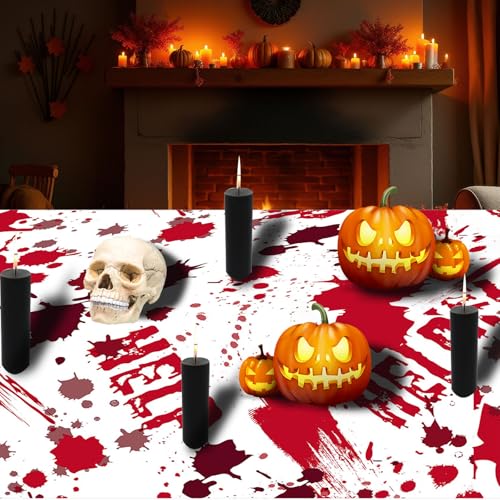 Blood Handprint Halloween Tablecloth - 54 x 108 Inch Rectangular Spillproof Decor