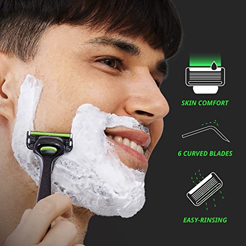 12 Pack Razor Blade Refills for Pace 6 Pro Shaving System - 6-Blade Cartridges with Vitamin E & Aloe Vera Strip