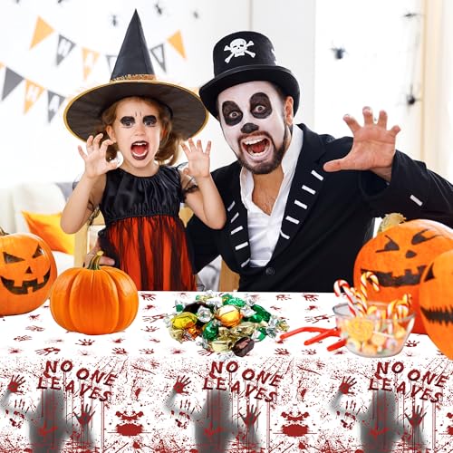 Halloween Bloody Handprint Plastic Tablecloth 54x108 Inch - Bloody Variation