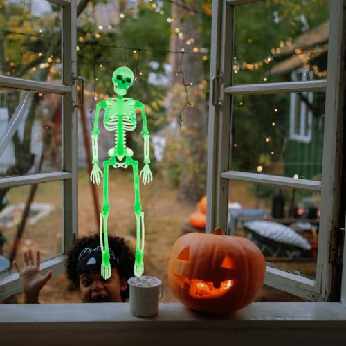 Luminous Halloween Skeleton Pendant Decor Green Glow Horror Prop