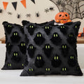 Halloween Decor Pillow Covers 18x18 Inch Set of 2 Black Ghost Plush Faux Fur