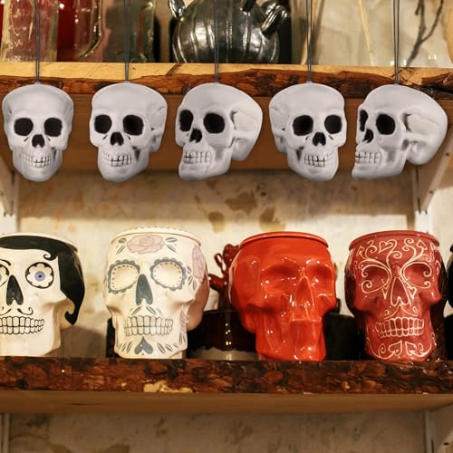 Skull Halloween Hanging Tree Ornaments - 12 Pieces, 4.3 x 4.3 x 3.15 Inches