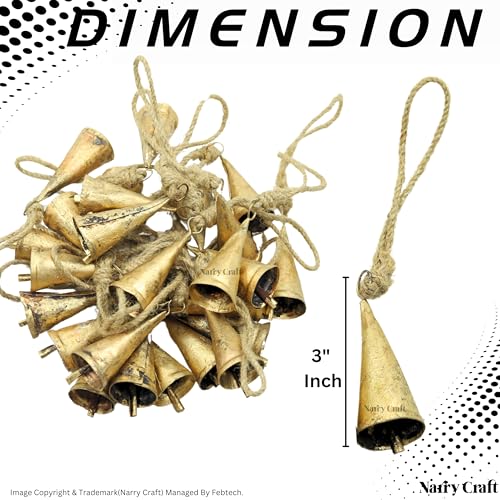 15 Pcs Rustic Jingle Bell Clusters on Rope - Handmade Christmas Decor Set