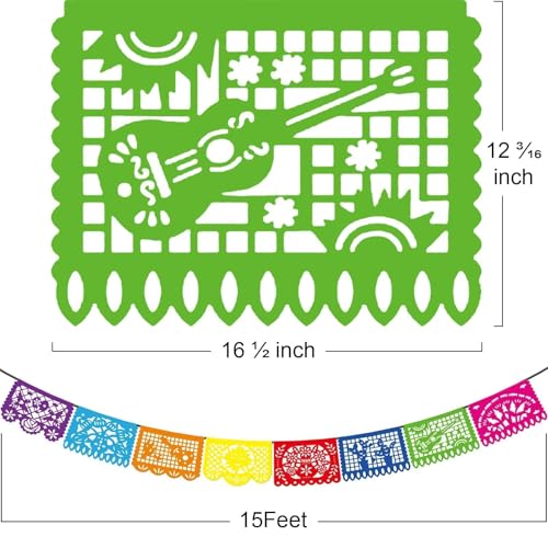 Multicolor Dia De Los Muertos Mexican Party Decorations - 6 PCS Papel Picado Banner Set