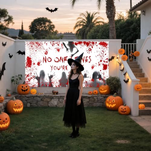 Halloween Blood Handprint Garage Door Cover Banner 18x7ft - Spooky Outdoor Decor Variation of THIS listing