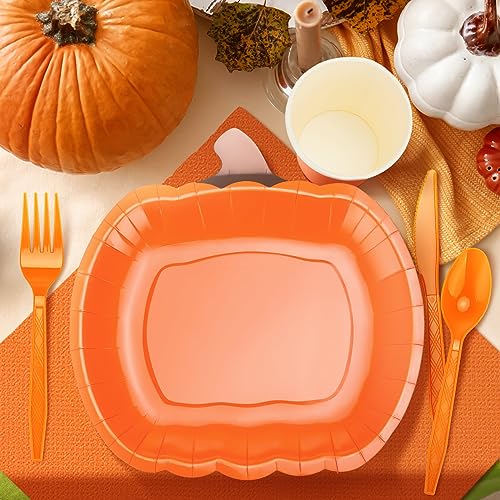 Fall Pumpkin Paper Plates and Napkins Set for Thanksgiving and Parties - 300 Pieces