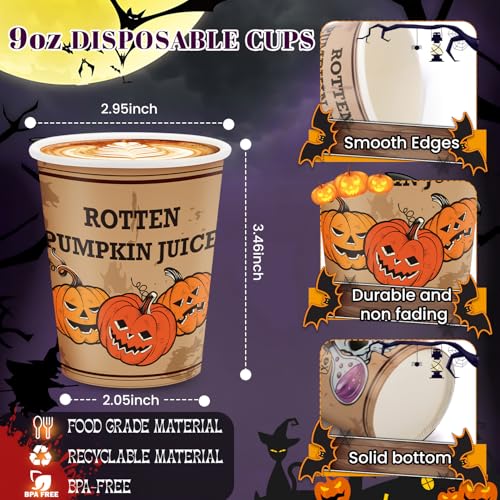 Halloween Disposable Paper Cups 48 Pack 9 oz Spooky Party Drinkware