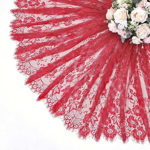 Red Lace Tablecloth 6pcs 60x120 Inch Rectangular Romantic Vintage Fabric