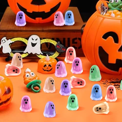 36pcs Luminous Mini Resin Ghosts for Halloween Party Decor - Glow in Dark Figurines