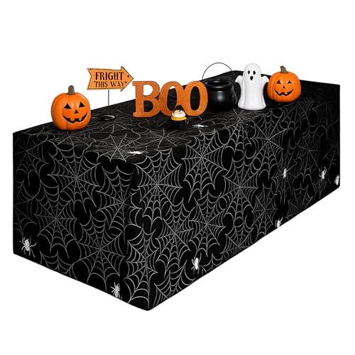 6 Ft Halloween Spider Web Tablecloth Spooky Party Decor