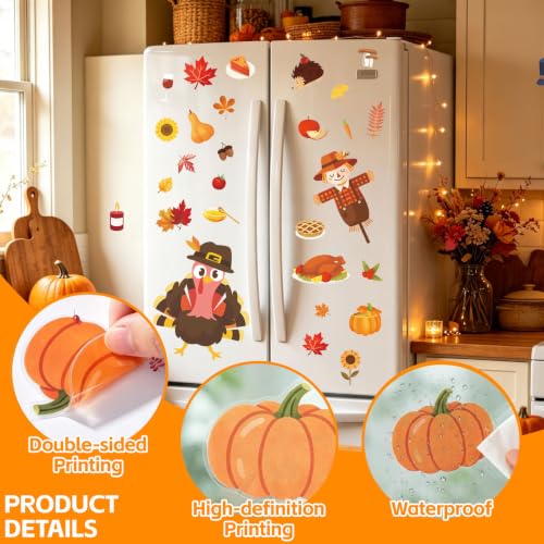 Thanksgiving Fall Window Clings Set - 9 Sheets for Glass Decor - Thanksgiving