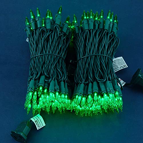 Green Christmas String Lights 200 LED 2 Pack - 25 ft UL Certified Outdoor Indoor
