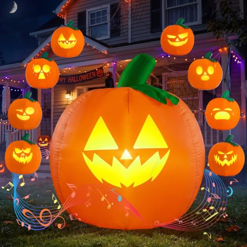 5FT Halloween Inflatable Pumpkin with Projector Face and Music - Outdoor Decoration - Variation: Projector Face & Music Pumpkin