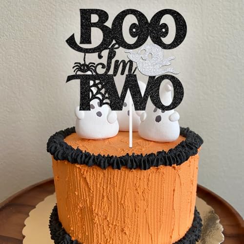 Halloween Baby's 2nd Birthday Cake Topper Boo I'm Two Spooky Ghost Bat Decor