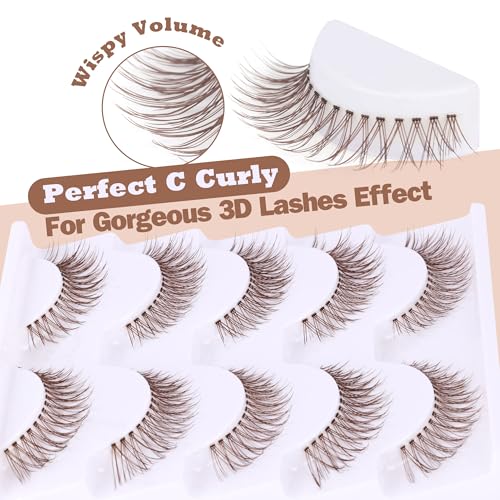 B-Natural Brown False Lash Set - Natural Look Wispy C-Curl Faux Mink Eye Lashes
