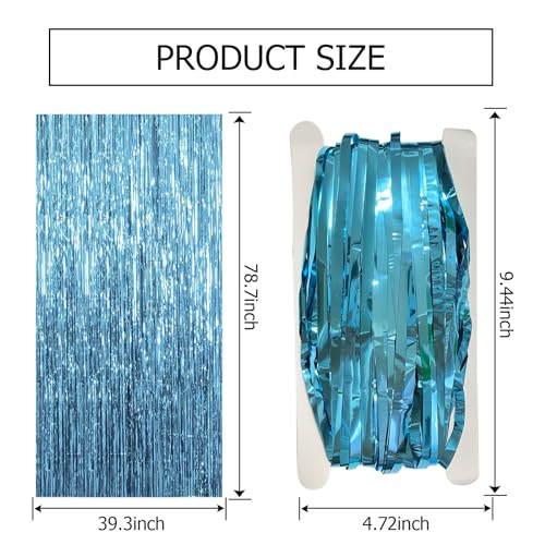 Light Blue Ocean Themed Foil Curtain Party Streamers - 3 Pack