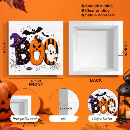 Halloween Pumpkin Ghost Wooden Box Sign - Cute Fall Decor, Variation H