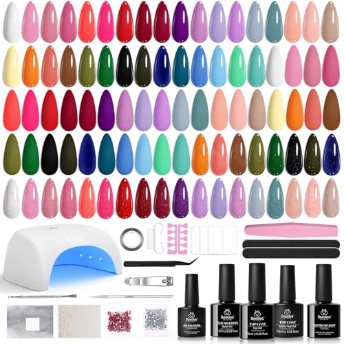 Beetles 32 Colors Gel Nail Kit with UV Light - C-Four Seasons Glow, 54 Pcs