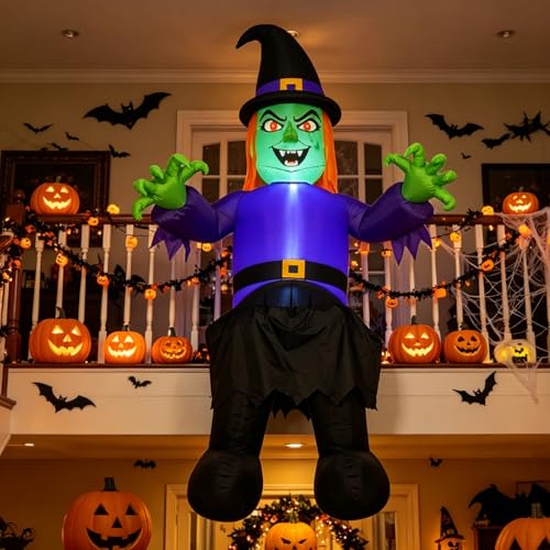 Onory 10FT Halloween Inflatable Witch with LED Lights Window Decoration - Witch Variation