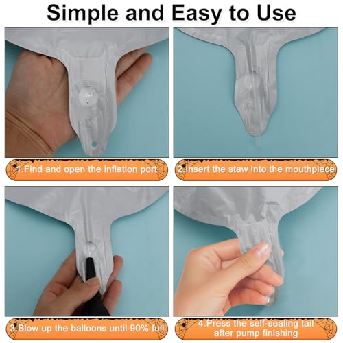 Halloween Ghost Balloons - Ghost-Style Foil Balloon Set with Ribbons - Variation of Ghost-1