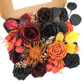Black Artificial Flowers Set with Stems for Wedding DIY Bouquets & Decor - Orange & Black Variation