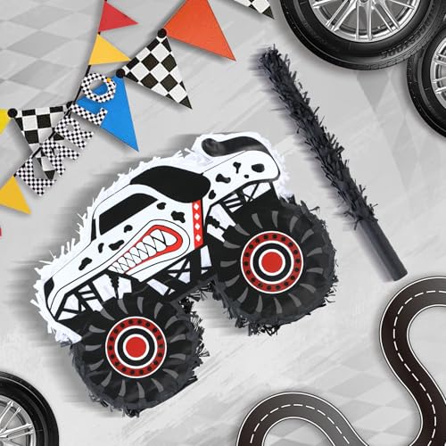 Monster Truck Dalmatian Pinata Bundle with Blindfold and Bat - Monstar Truck Dal Variation