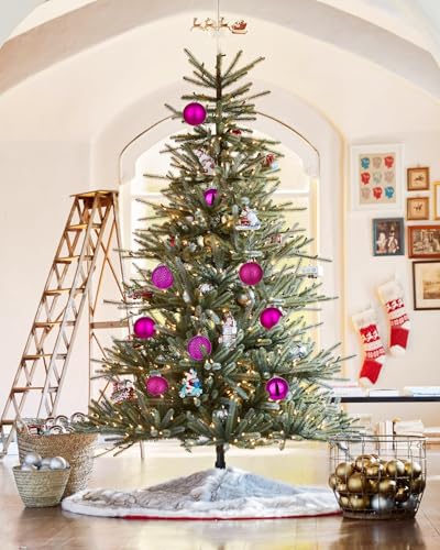 Large Hot Pink Christmas Ornaments Balls 4.7 Inch Set - Shatterproof Xmas Tree Decorations with Hanging Loops - Variation: Hot Pink / 4.7 Inch / 4 Pcs
