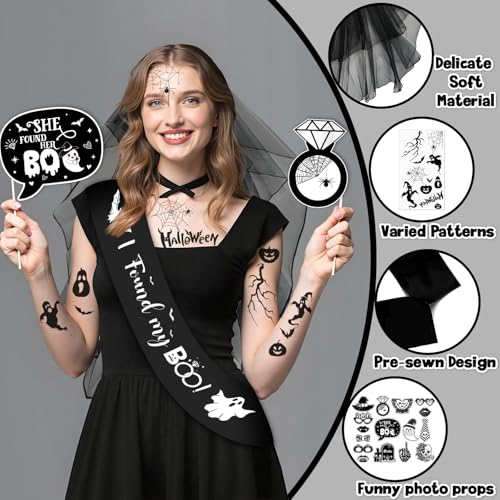 Halloween Bachelorette Party Decorations Set with Banner Sash Veil Photo Props and Balloons