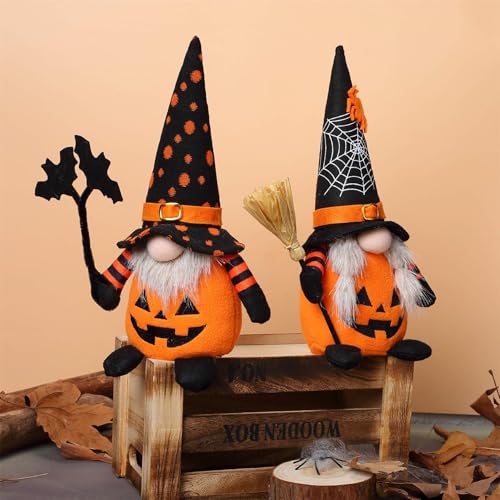 Halloween Plush Gnomes Decorations Set of 2 - Pumpkin Variation