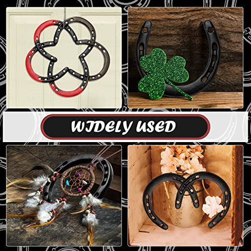 Black Horseshoe Wall Decor Set - 40 Cast Iron Lucky Horse Shoes for Weddings & Parties - 4.53 x 4.33 Inch