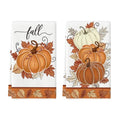 Orange Leaves Pumpkin Fall Kitchen Towels Set of 2 - 18x26 Inches