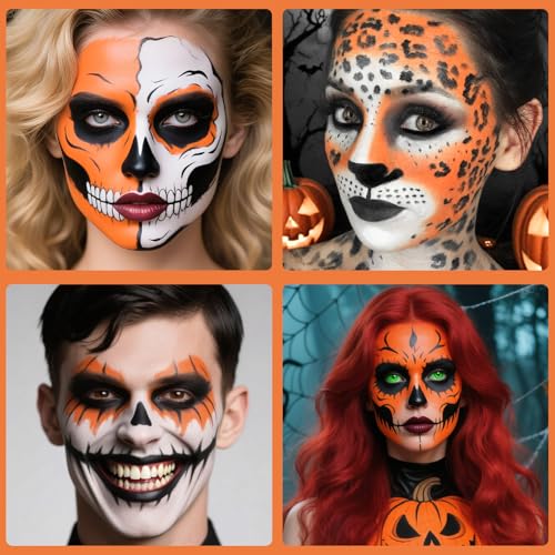 Orange Oil-Based Face & Body Painting Foundation for Halloween SFX - Creative Makeup