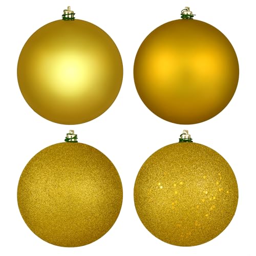 Medallion Gold 6-Inch Ball Ornament Set - Shatterproof Plastic, 4 Finishes - Variation: Medallion Gold