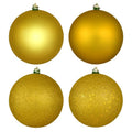 Medallion Gold 6-Inch Ball Ornament Set - Shatterproof Plastic, 4 Finishes - Variation: Medallion Gold