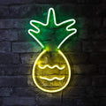 17x10 Inch LED Neon Pineapple Wall Sign - Yellow & Green Modern Decor