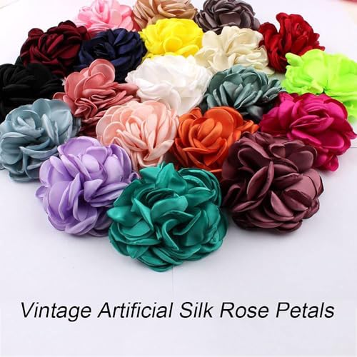 Orange Satin Ribbon Flowers 10pcs for Crafts Wedding Bouquets & Decor
