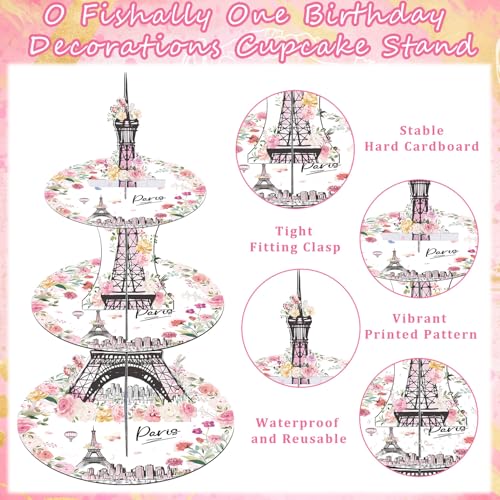 White Eiffel Tower Cupcake Stand 3-Tier Paris Themed Party Decorations Macaron Holder