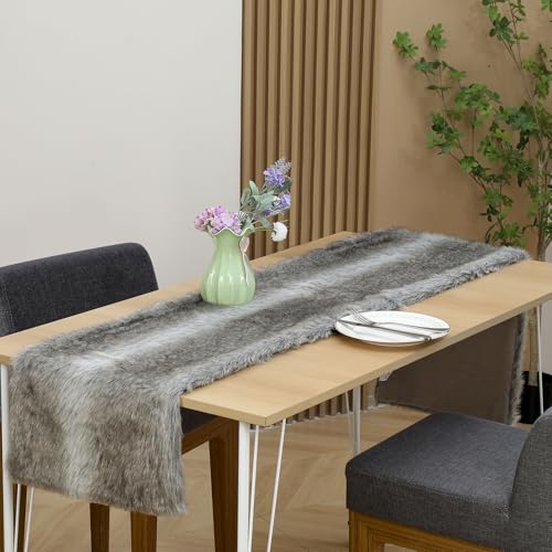 Faux Fur Christmas Table Runner Plush Holiday Decor for Dining & Home