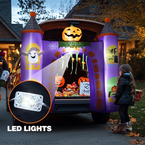 6 ft Inflatable Haunted Castle Archway for Halloween Trunk or Treat Car Decorations with Built-in LEDs