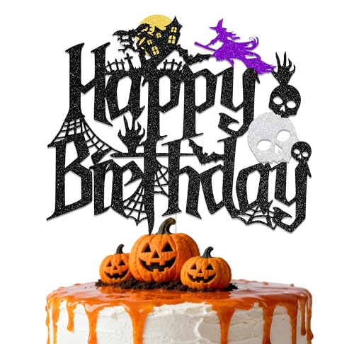 Halloween Birthday Cake Topper Ghost Themed Party Decorations for Men Women