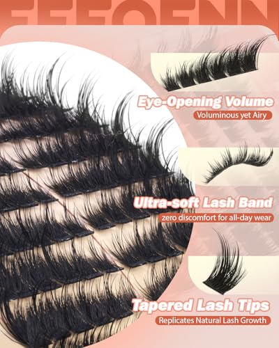 C2 Volume Fox Eye Lash Clusters - Wispy Spiky Eyelash Extensions 10-18mm for DIY Cat Eye Look